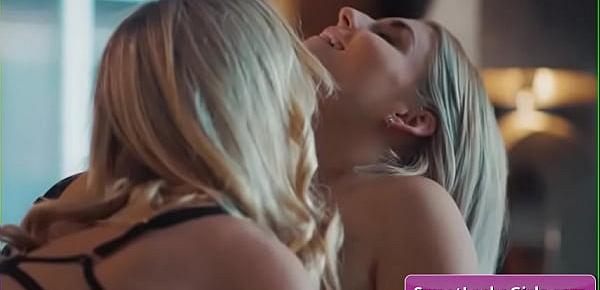  Young sexy blonde lesbian babes Mona Wales, Nikki Peach kissing tender and eating each others pussy deep and tender